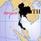 Globe showing position of Bangkok