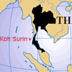 Globe showing position of Koh Surin Park