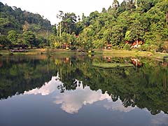 Lake at the center of the Greenview Resort