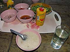 A breakfast of rice porridge