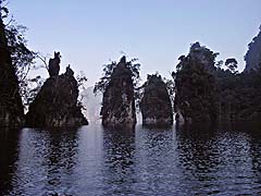 Limestone karsts on Cheow Lan Lake