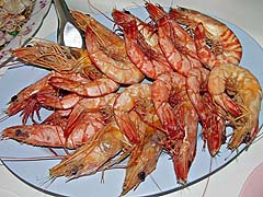 Boiled shrimp with dipping sauces
