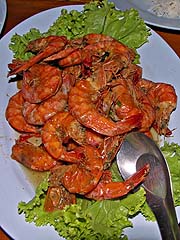 Shrimp at dinner on Koh Surin