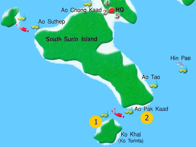 Map of Day 2 Afternoon Snorkel Spots