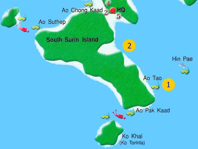 Map of Day 3 Afternoon Snorkel Spots